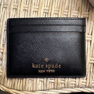 Kate Spade Black Card Case with Gold Logo
